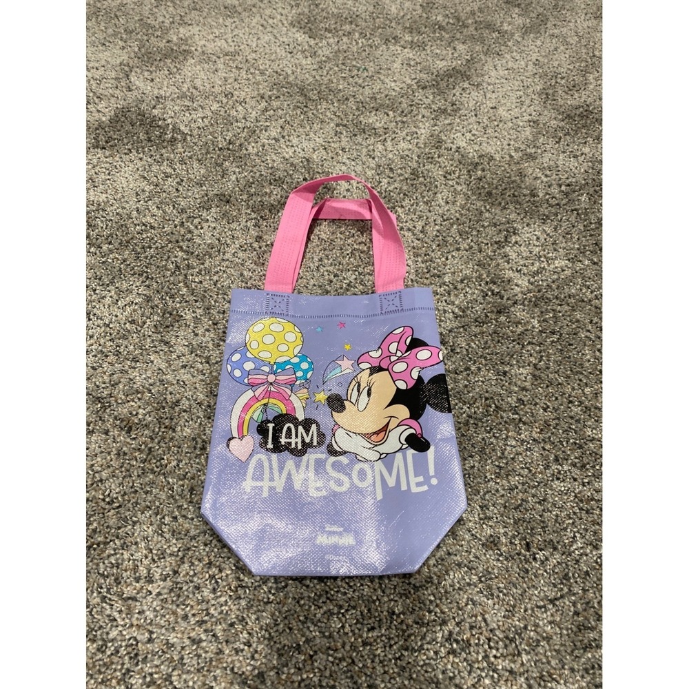 Disney Minnie Mouse I Am Awesome Reusable Mini Tote Bag Purple Pink Small Gift